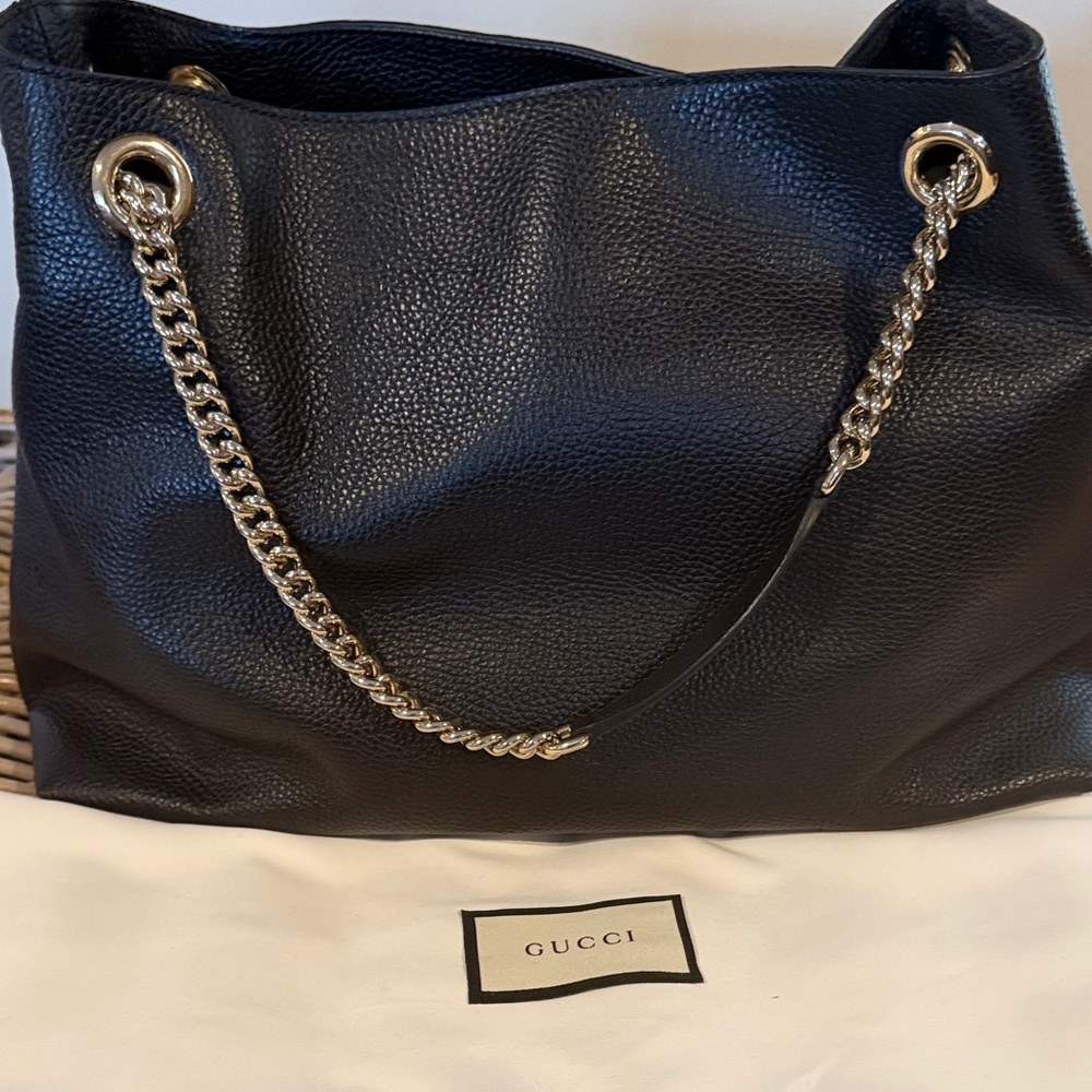 Gucci Black Leather Chain Shoulder Bag - Picture 4 of 7
